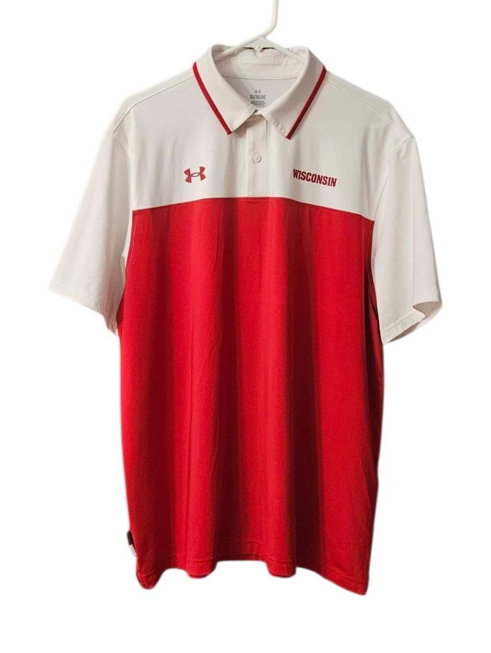 Under Armour Wisconsin Polo UW-Madison Men XL Red White READ